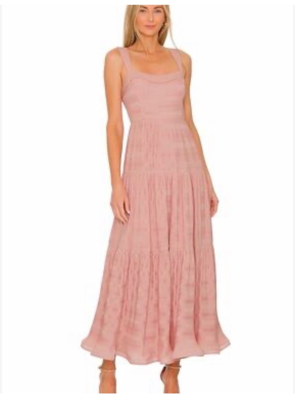 Jonathan Simkhai Blush Pink Tiered Sleeveless Maxi Dress